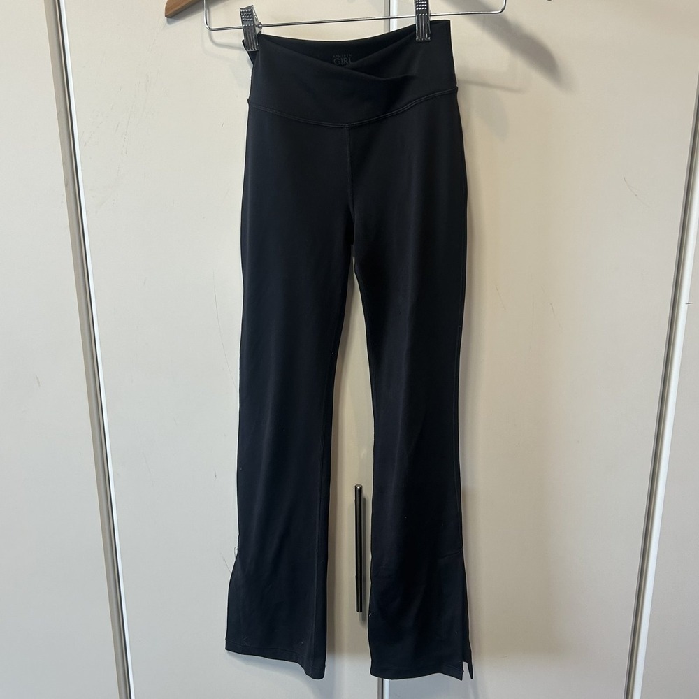 Athleta Girl Transcend Crossover Pant Black Yoga Flare Leggings Size M 8-10